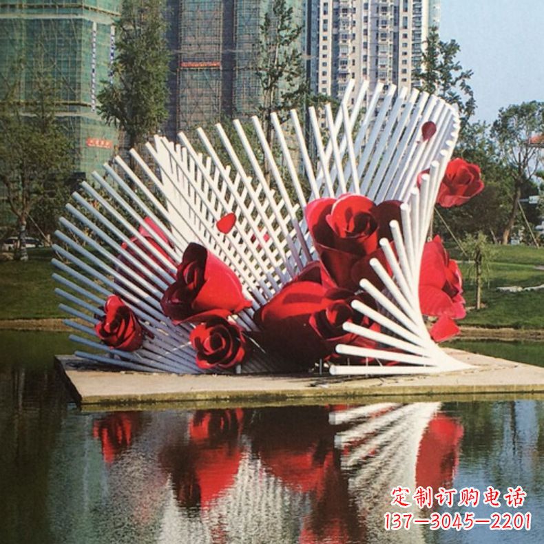 保定玫瑰之美,不锈钢艺术雕塑