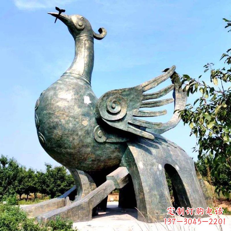 保定公园园林朱雀铜雕景观雕塑