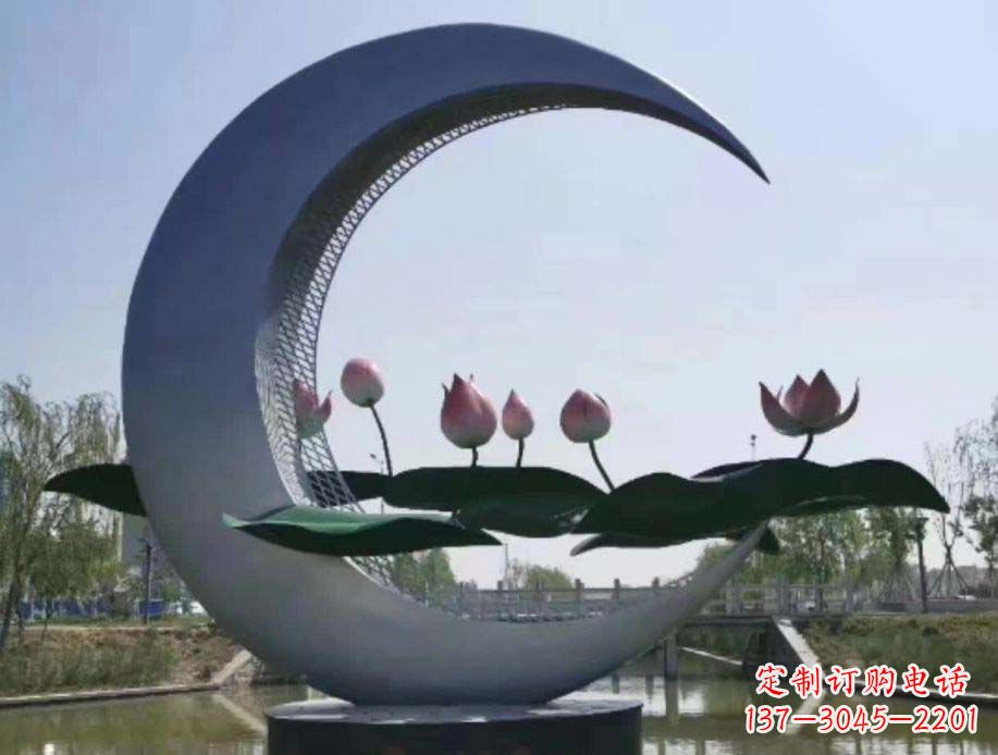 保定公园月亮不锈钢景观装饰雕塑