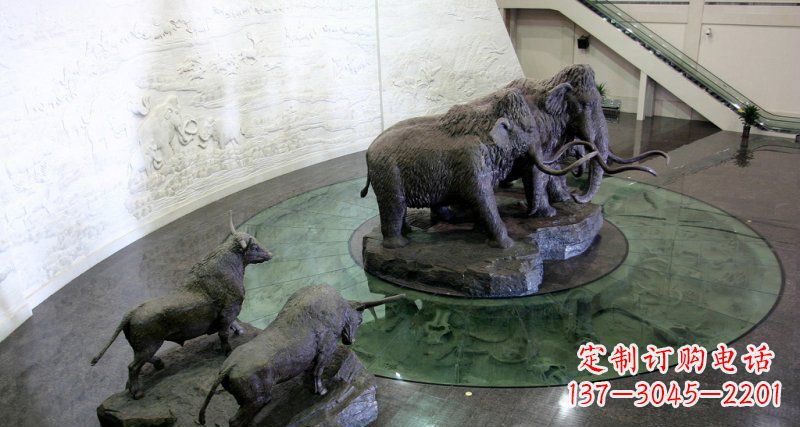 保定公园长毛象动物铜雕 (3)