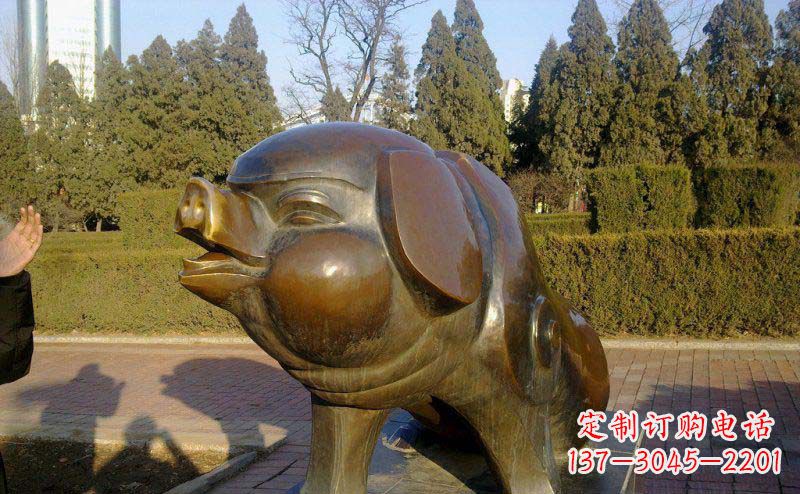 保定定制公园猪铜雕