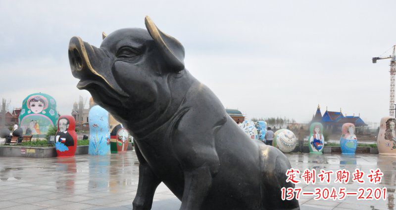保定活力四射的动物铜雕塑