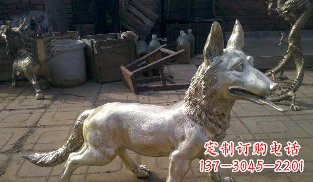 保定铸铜小狗动物雕塑