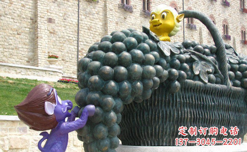 保定精致雕刻,定制葡萄花篮雕塑