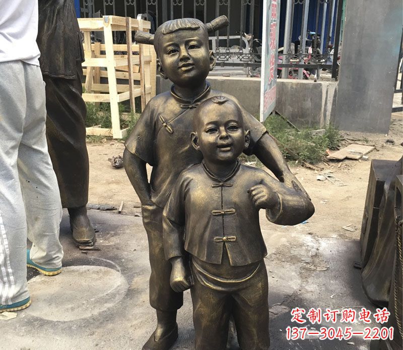保定中领雕塑纯手工古典儿童铜雕