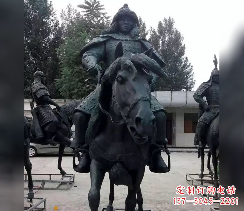 保定古代将军骑马人物铜雕
