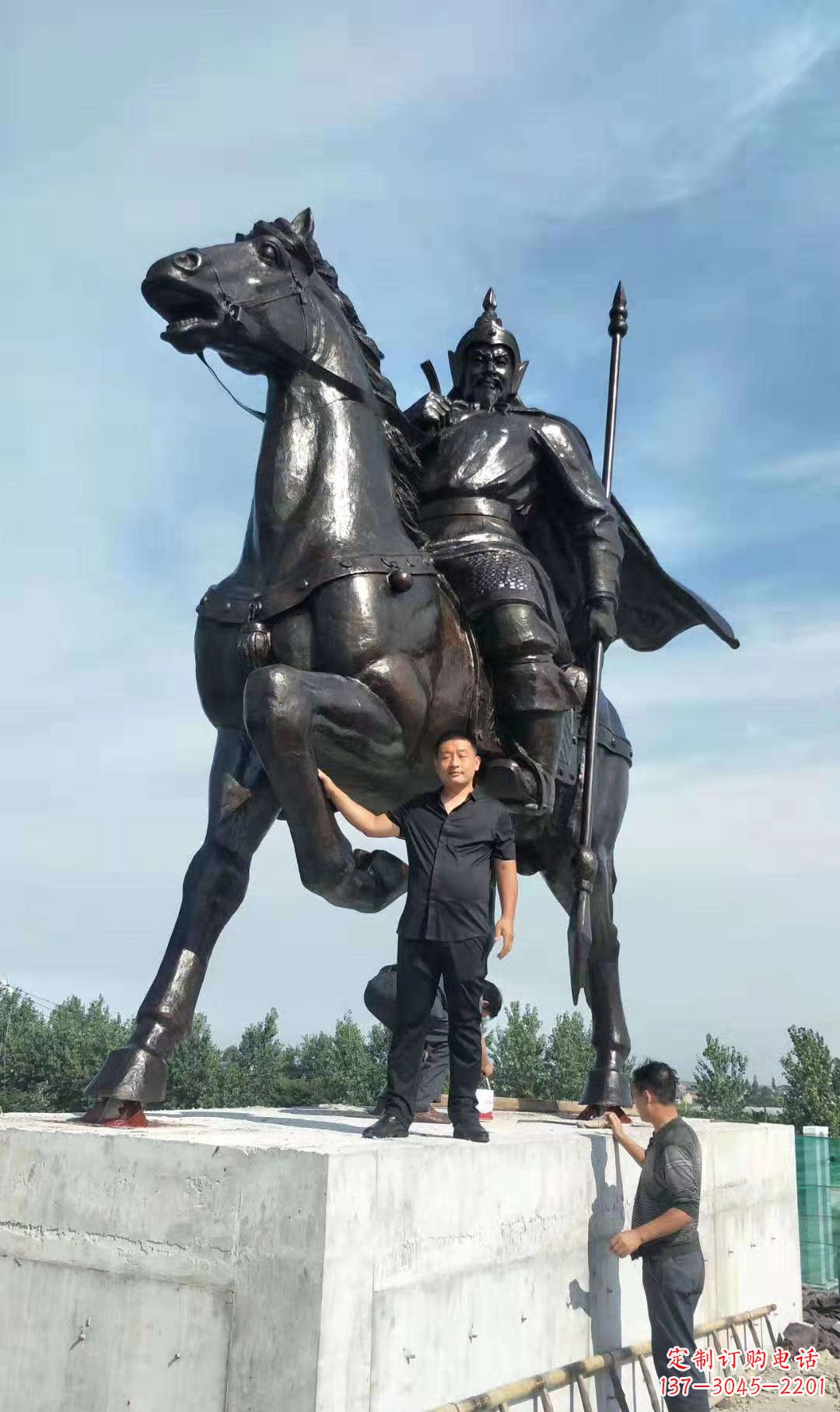 保定古代骑马将军铜雕 广场人物雕塑