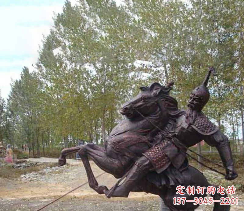 保定古代骑马人物公园景观铜雕