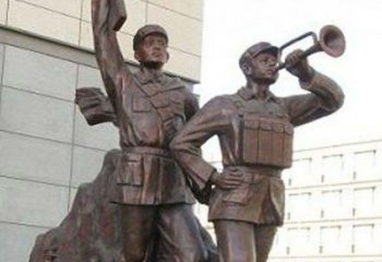 保定革命精神熠熠冲锋号铜雕