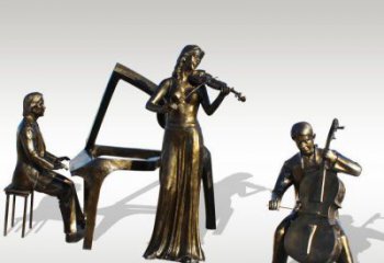 保定公园景观钢琴拉小提琴人物铜雕