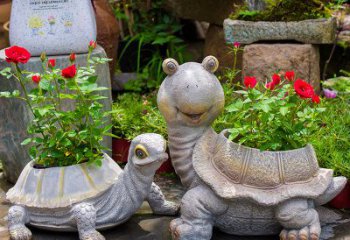 保定铸铁乌龟花盆雕塑
