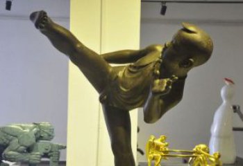 保定领雕塑男孩练功夫铜雕
