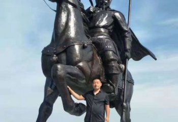 保定以古代骑马将军为灵感的铜雕
