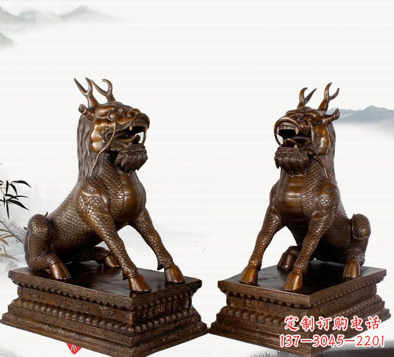 保定古典神麒麟铜雕,馥玉臻品