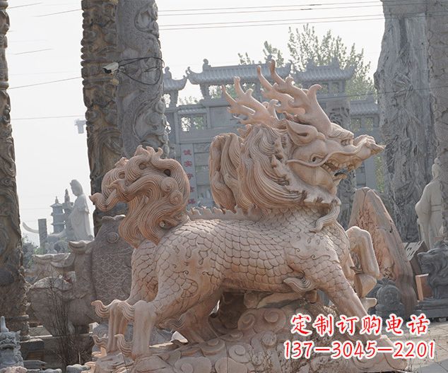 保定中领雕塑:古典麒麟石雕,美丽传承
