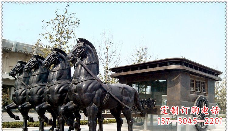 保定传统古典马车铜雕塑