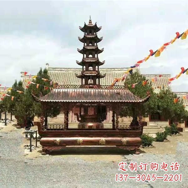 保定全新古典铜香炉雕龙塑型双耳方形器皿