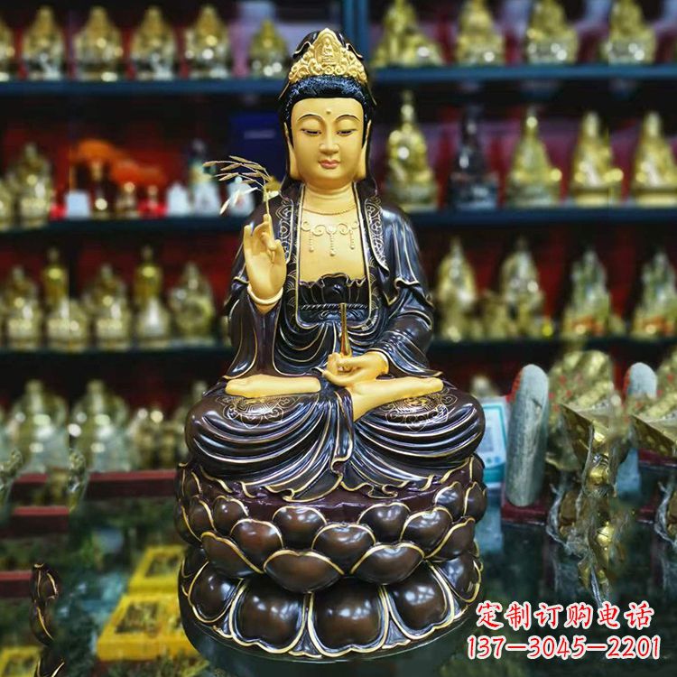 保定古铜手工雕刻观音佛像