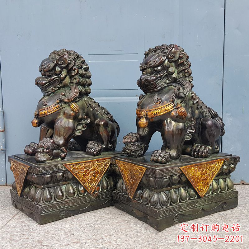 保定中国传统工艺青铜狮子雕塑