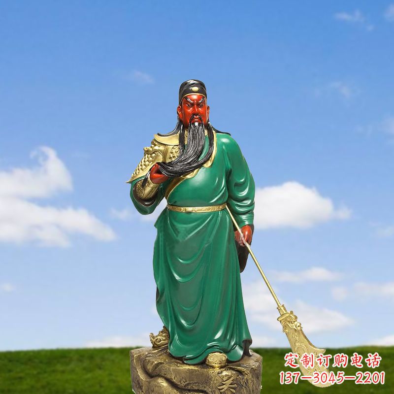 保定精美彩绘关公雕塑