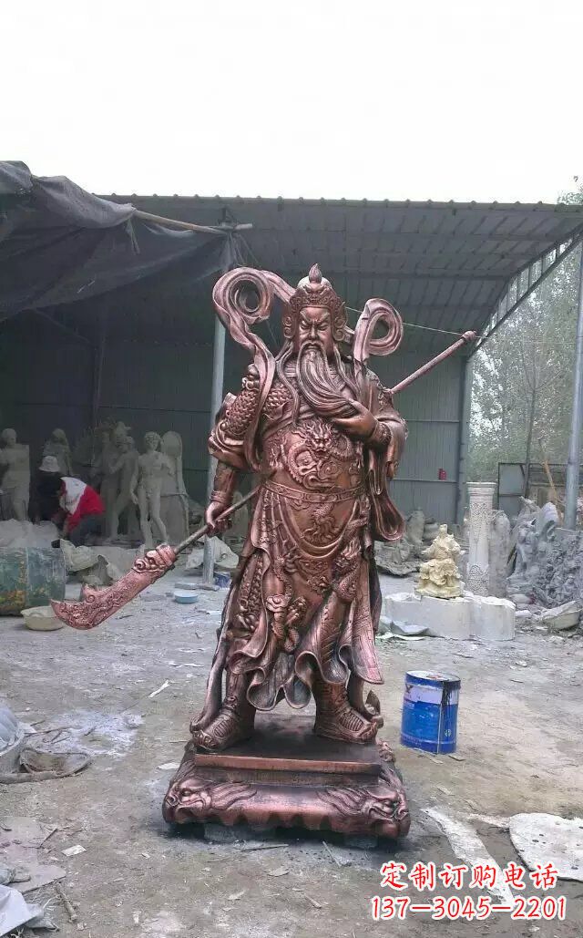 保定关公红铜人物铜雕