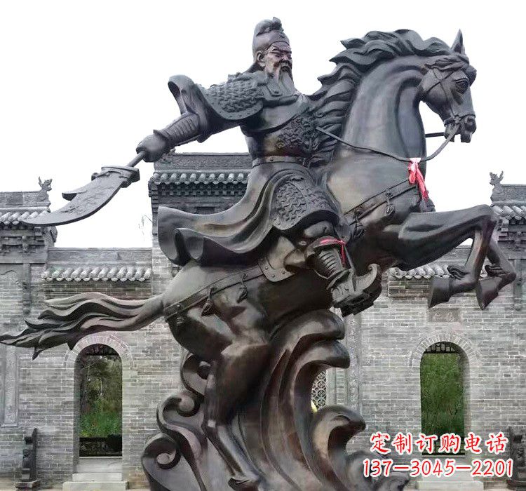 保定关公骑马驰骋铜雕