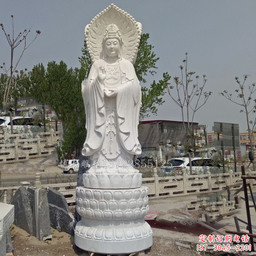 保定观音菩萨汉白玉石精美雕塑