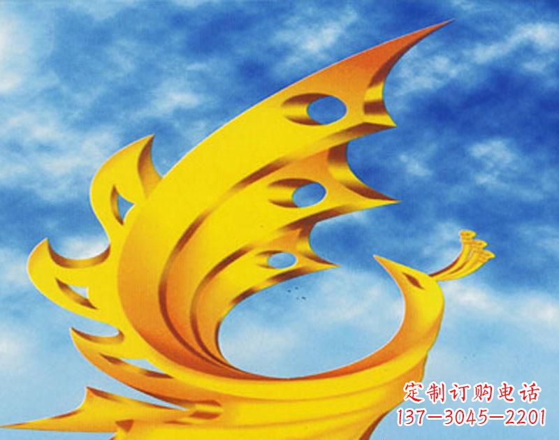保定广场摆u需i高金色的凤凰雕塑