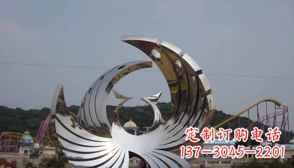 保定广场不锈钢抽象凤凰雕塑 (2)