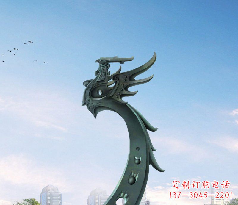 保定中领雕塑|抽象凤凰不锈钢雕塑