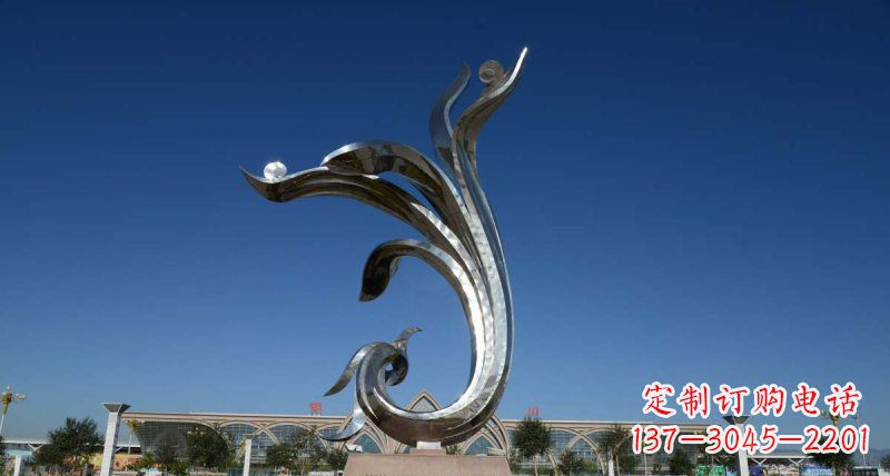 保定优雅迷人的不锈钢抽象凤凰雕塑