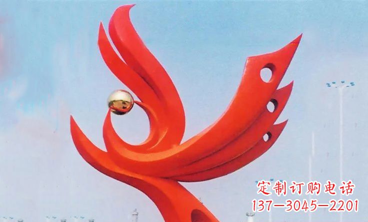 保定广场不锈钢抽象凤凰雕塑_2