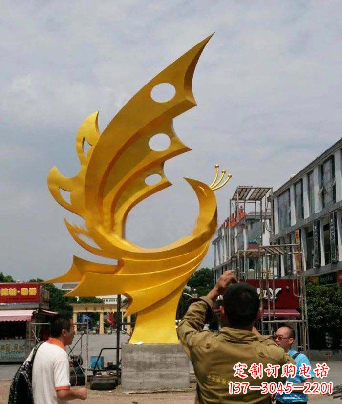 保定广场不锈钢抽象凤凰雕塑1