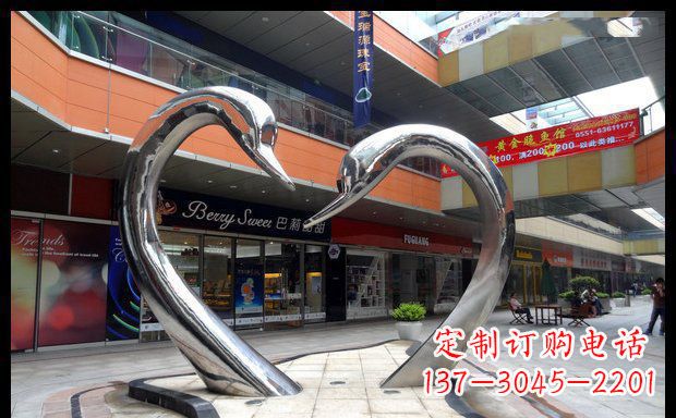 保定广场不锈钢抽象天鹅动物景观雕塑