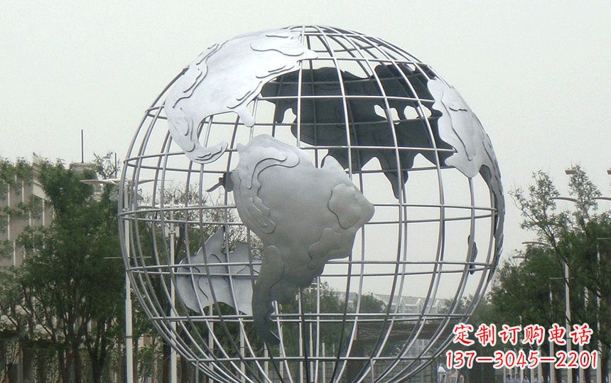 保定金属太空,伊中领雕塑的不锈钢地球雕塑;