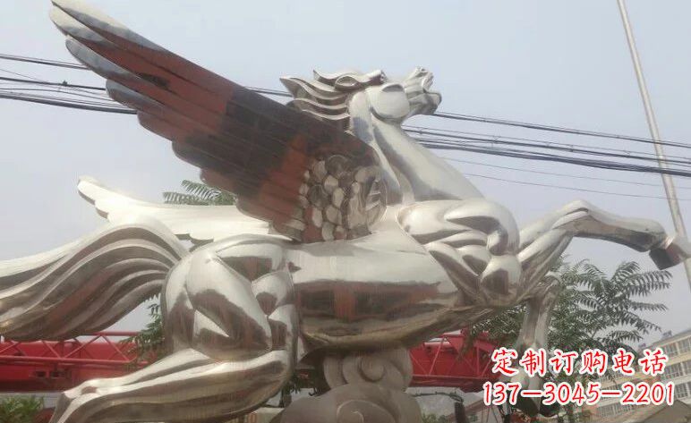 保定流畅优美的不锈钢飞马雕塑