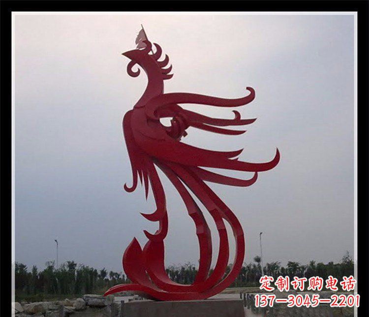 保定广场不锈钢飞翔的凤凰雕塑 (2)