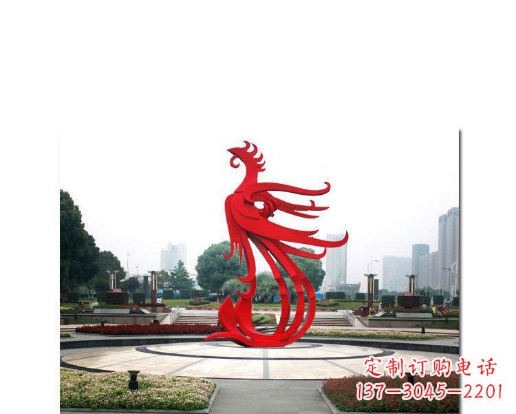 保定广场不锈钢飞翔的凤凰雕塑