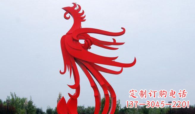 保定广场不锈钢凤凰雕塑 (3)