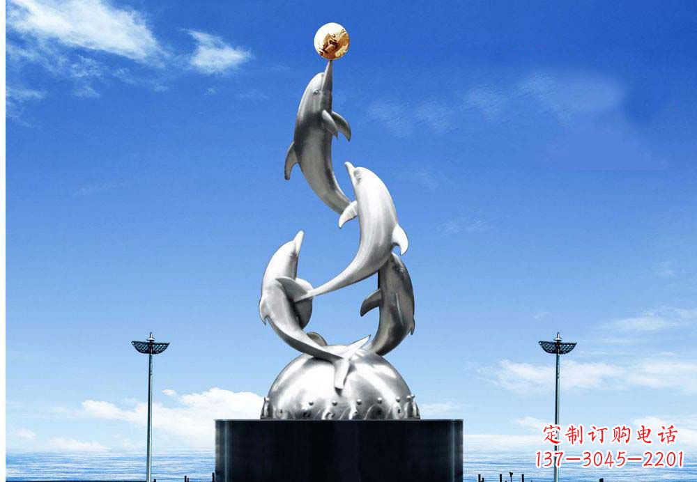 保定中领雕塑海豚顶球雕塑