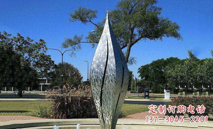 保定广场不锈钢花骨朵喷泉雕塑