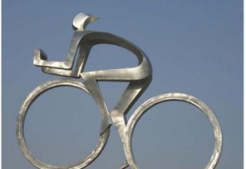 保定室外装饰不锈钢抽象骑自行车人物雕塑