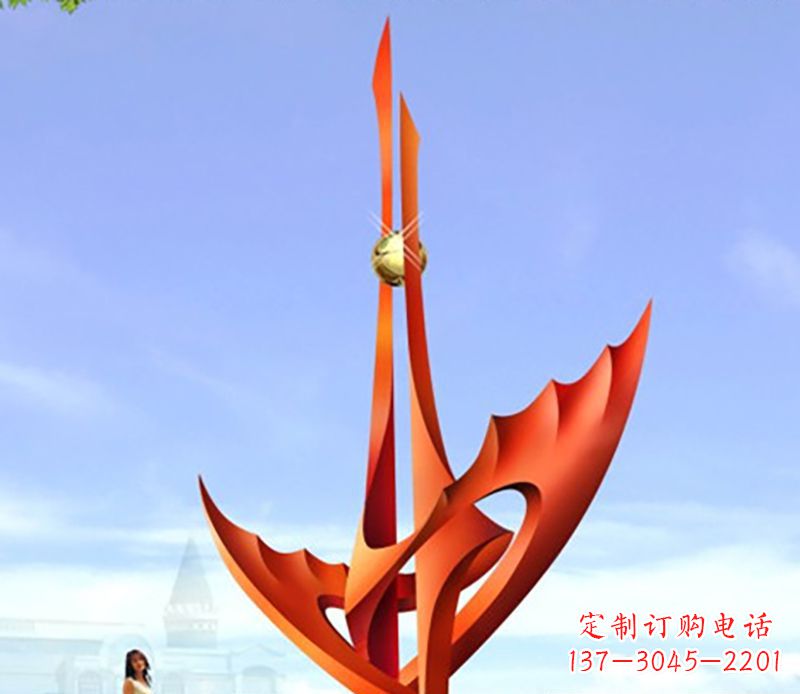 保定广场不锈钢火炬抽象雕塑