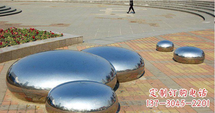 保定广场不锈钢镜面水滴雕塑 (2)