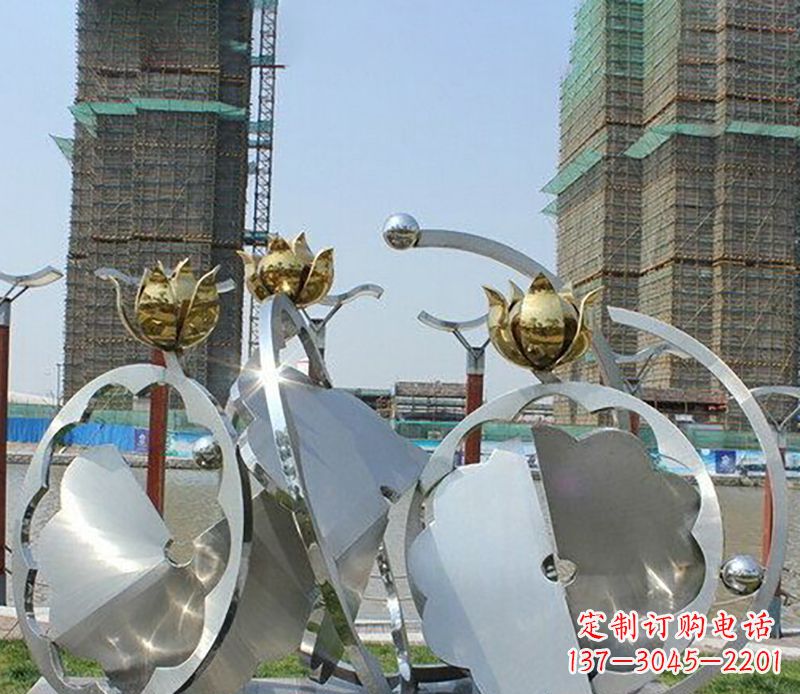 保定精美不锈钢抽象莲花雕塑