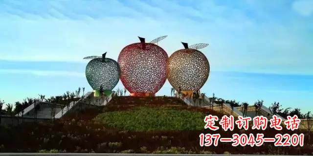 保定精美大气的不锈钢苹果雕塑