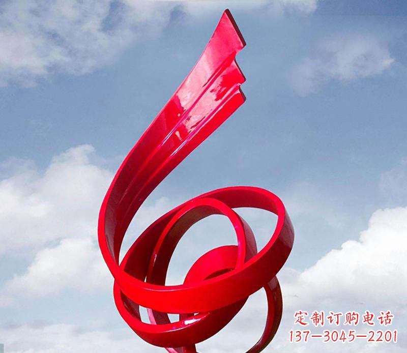 保定广场不锈钢飘带翅膀抽象雕塑
