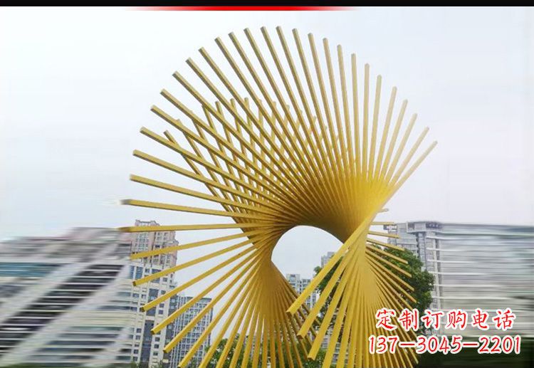 保定现代美学——不锈钢树枝扇形景观雕塑