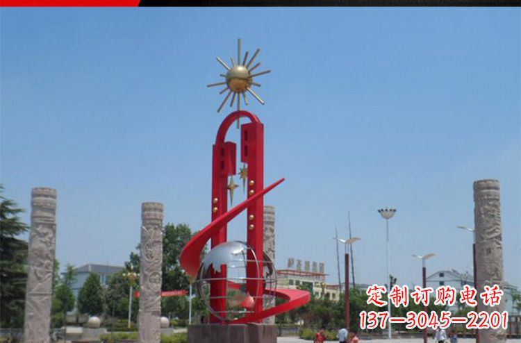 保定广场不锈钢太阳花景观雕塑