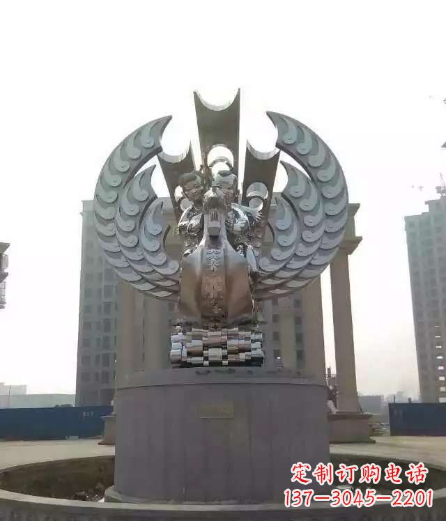 保定广场不锈钢童趣凤凰雕塑